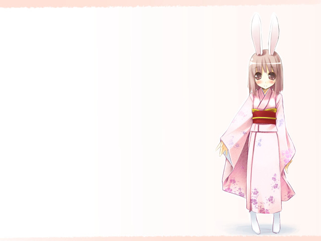 Pink kimono rabbit ears anime free wallpaper for desktop - medium preview image