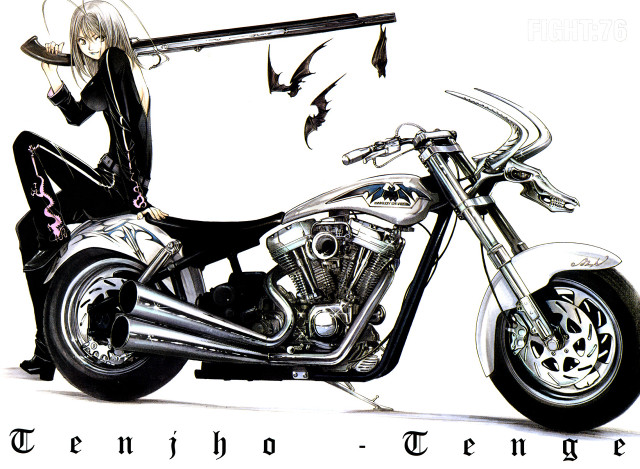 Woman motorcycle birds gothic manga free wallpaper for desktop - medium preview image