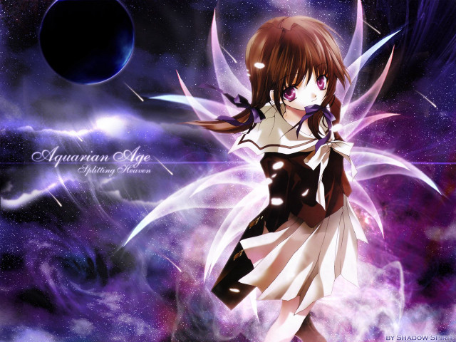 Girl butterfly wings purple starry free wallpaper for desktop - medium preview image
