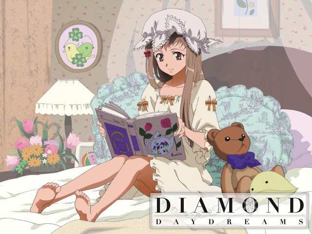 Woman bed reading teddy rayonism free wallpaper for desktop - medium preview image