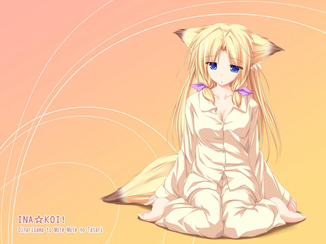Anime girl blonde fox ears #3 free wallpaper for desktop - medium preview image
