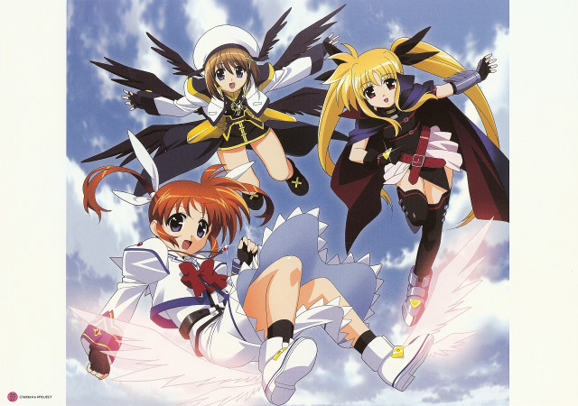 Anime girls flying wings cape free wallpaper for desktop - medium preview image