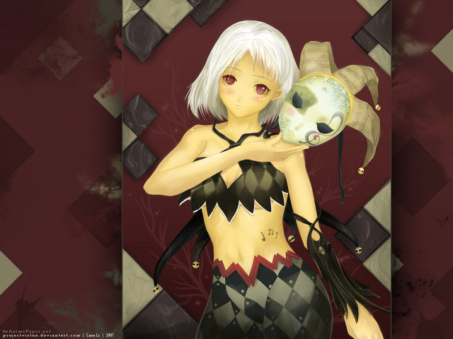 Gothic anime woman cat clock free wallpaper for desktop - medium preview image