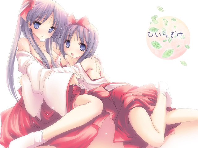 Anime sisters hakama twins purple free wallpaper for desktop - medium preview image