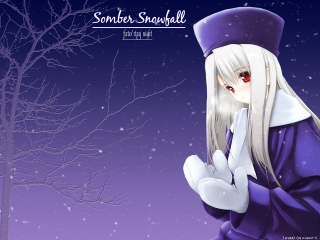 Long white hair purple outfit free wallpaper for desktop - medium preview image