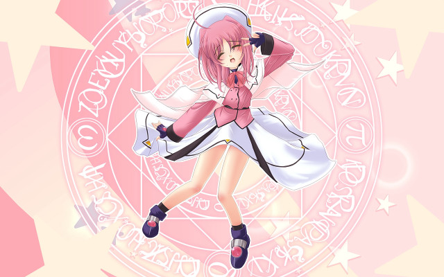 Pink dress girl hat umbrella free wallpaper for desktop - medium preview image