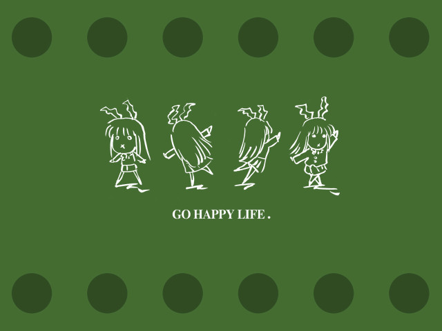 Green characters happy life cartoon free wallpaper for desktop - medium preview image