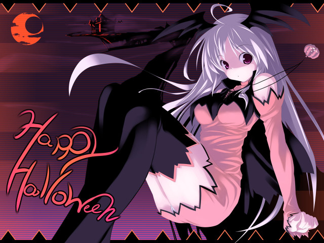 Gothic anime black cat halloween #2 free wallpaper for desktop - medium preview image