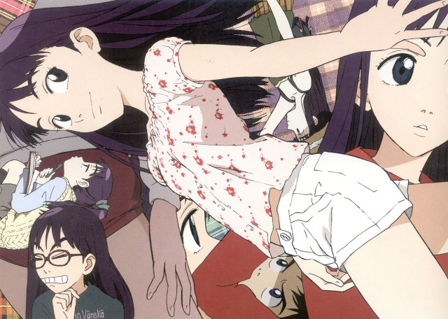 Anime girls bed dog floral free wallpaper for desktop - medium preview image