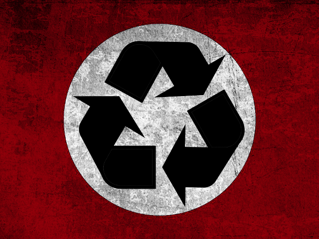 Red black recycle symbol circle free wallpaper for desktop - medium preview image