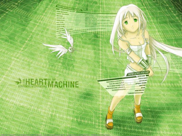 White haired girl flying bird free wallpaper for desktop - medium preview image