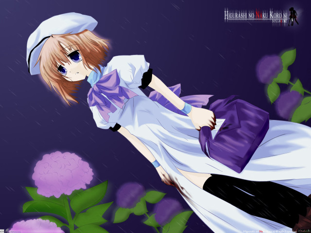 Sailor girl rain flower anime free wallpaper for desktop - medium preview image
