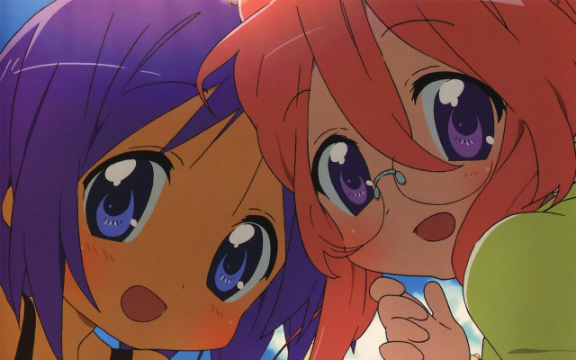 Anime girls long hair smile free wallpaper for desktop - medium preview image