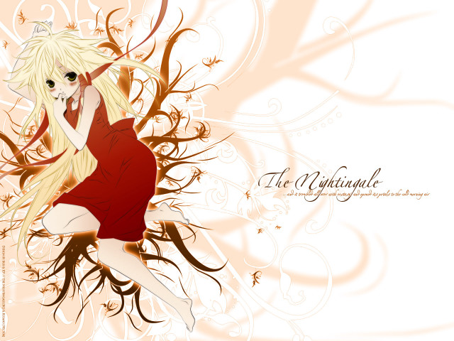 Gothic anime woman reddress floral free wallpaper for desktop - medium preview image