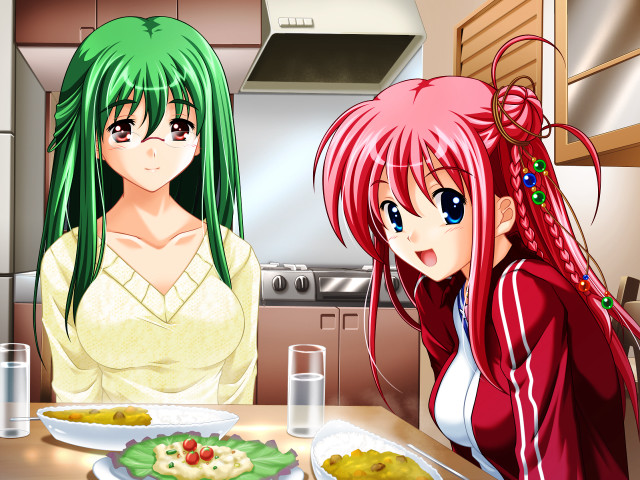 Anime girls food table aya free wallpaper for desktop - medium preview image