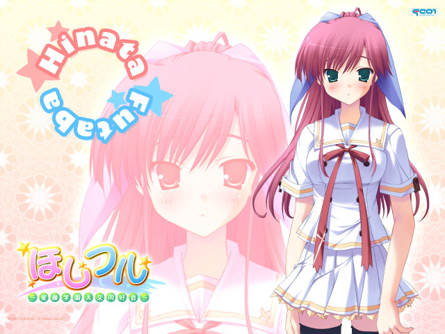 Chizuko pinkhair whitedress bow star free wallpaper for desktop - medium preview image