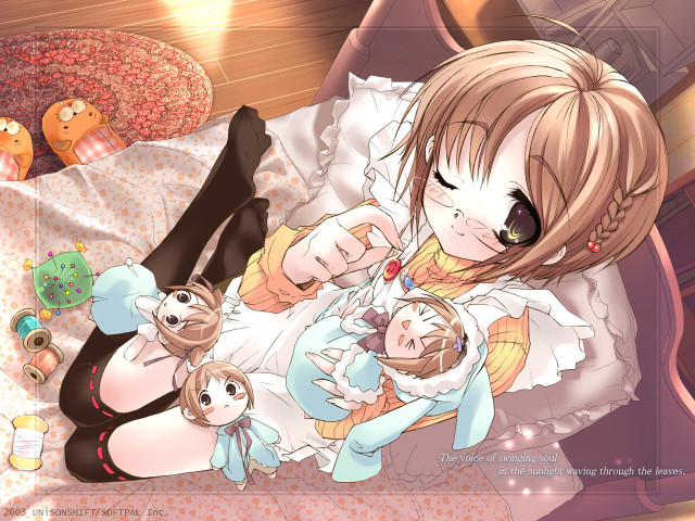 Woman stuffed animal braid anime free wallpaper for desktop - medium preview image