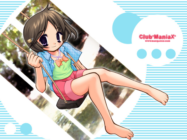 Girl swing thoughtbubble anime barefoot free wallpaper for desktop - medium preview image