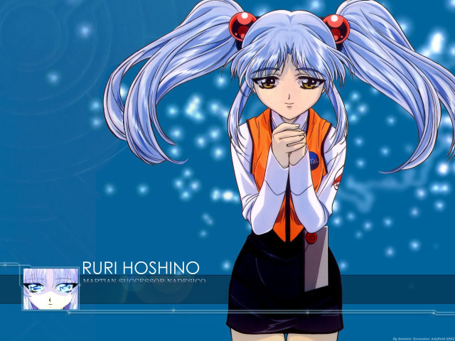 Anime girl blue background snowflakes free wallpaper for desktop - medium preview image