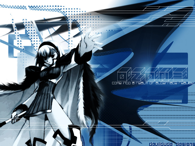 Anime sword blue background cybernetic free wallpaper for desktop - medium preview image