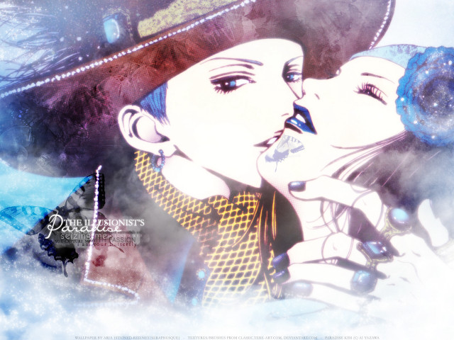 Kissing couple snow gothic anime free wallpaper for desktop - medium preview image