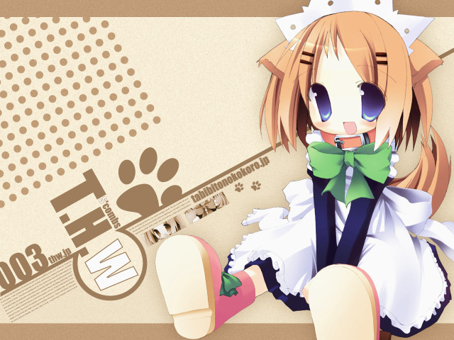 Anime girl cat lap wall free wallpaper for desktop - medium preview image