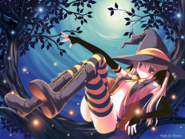 Witch woman tree branch moon free wallpaper for desktop - medium preview image