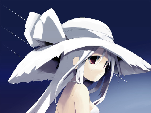 Woman hat longhair blue sky free wallpaper for desktop - medium preview image