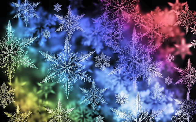 Multicolored snowflake background christmas fireworks free wallpaper for desktop - medium preview image