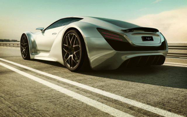 Silver sports car highway bridge #2 free wallpaper for desktop - medium preview image