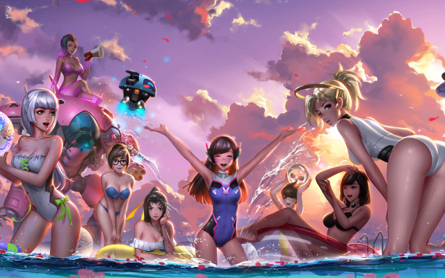 Women bathing suits water sky free wallpaper for desktop - medium preview image