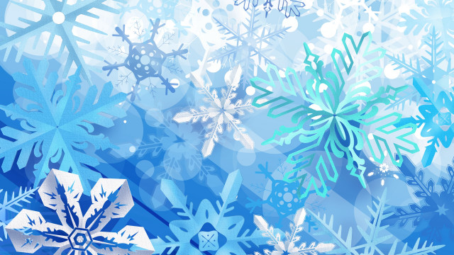 Snowflake winter folkart blue flower free wallpaper for desktop - medium preview image