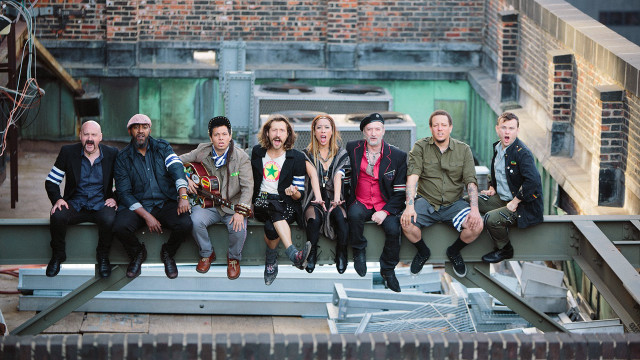 Group sitting metal structure brick free wallpaper for desktop - medium preview image