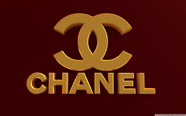 Gold chanel logo red background free wallpaper for desktop - medium preview image