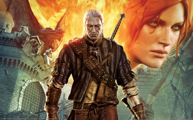 Fire castle sword man gothic free wallpaper for desktop - medium preview image