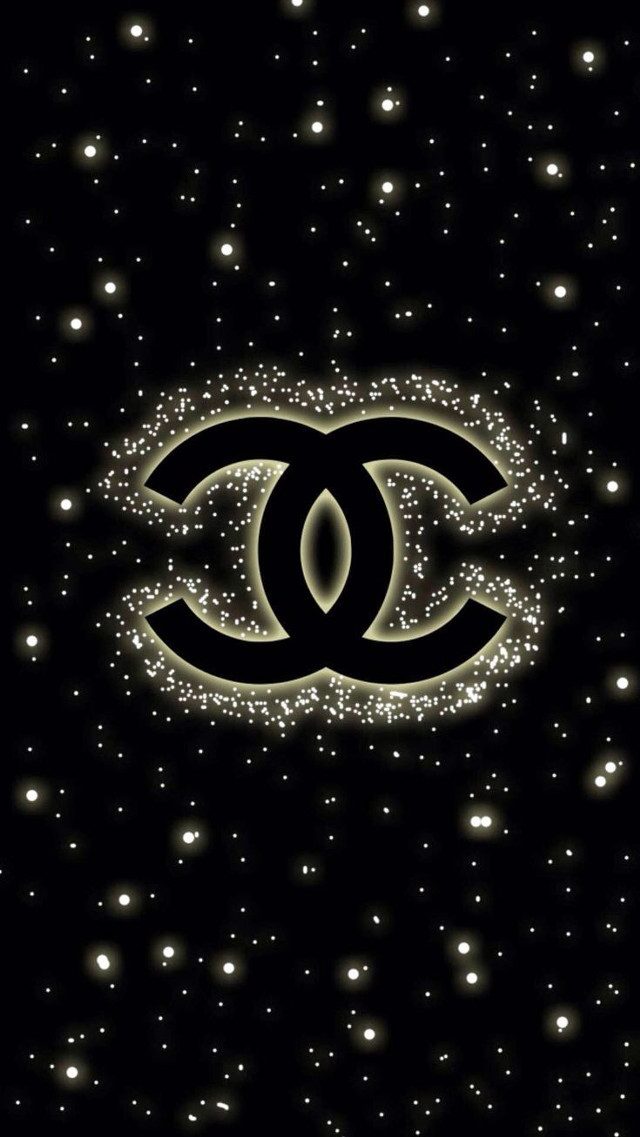 Chanel logo black background stars free wallpaper for mobile - medium preview image