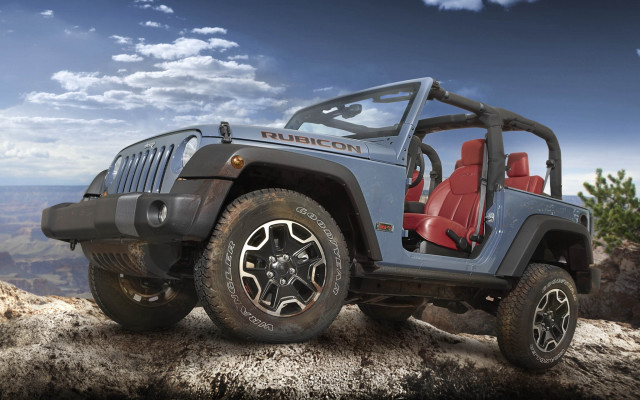 Jeep red seat rocky cliff free wallpaper for desktop - medium preview image