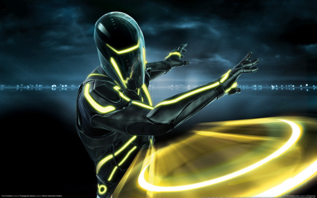 Futuristic man black suit yellow #2 free wallpaper for desktop - medium preview image
