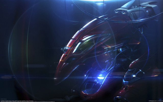 Futuristic robot glowing helmet arm #2 free wallpaper for desktop - medium preview image