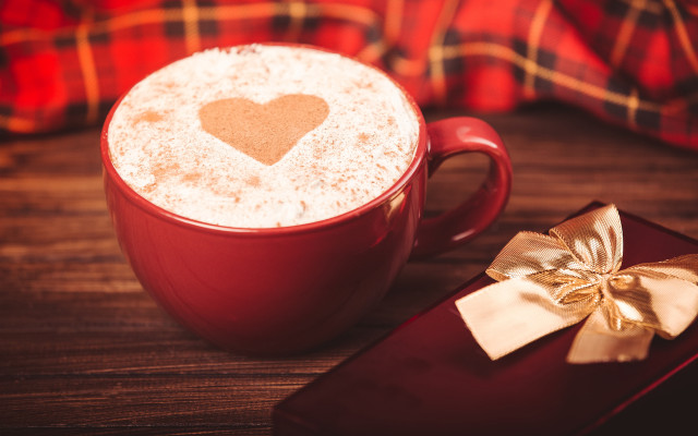 Coffee heart gift plaid table free wallpaper for desktop - medium preview image