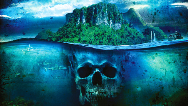 Skull floating mountain boat water free wallpaper for desktop - medium preview image