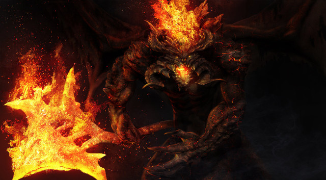 Demonic demon flame mouth horns free wallpaper for desktop - medium preview image