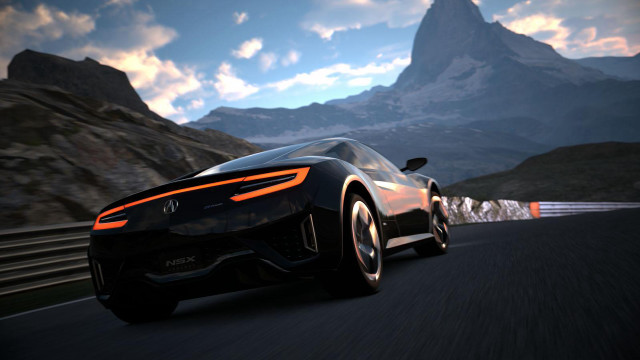 Black sports car mountains road free wallpaper for desktop - medium preview image