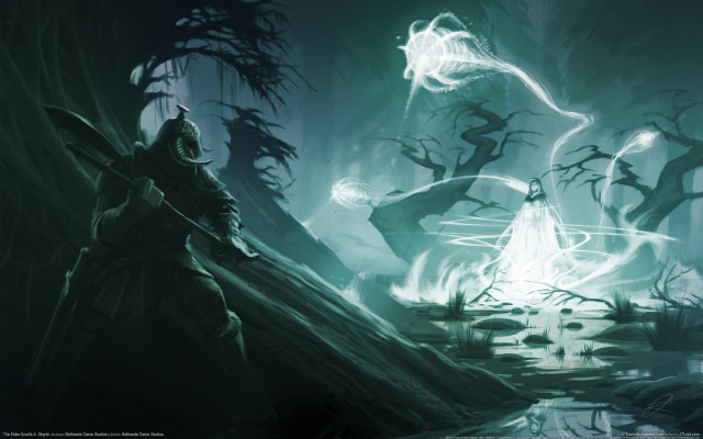 Glowing man dark forest magic free wallpaper for desktop - medium preview image