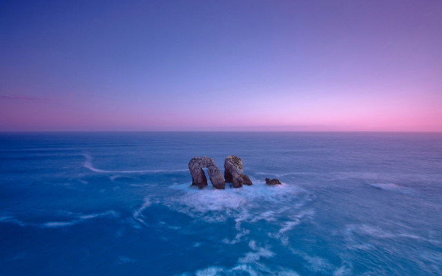 Rocks ocean sunset pink sky free wallpaper for desktop - medium preview image
