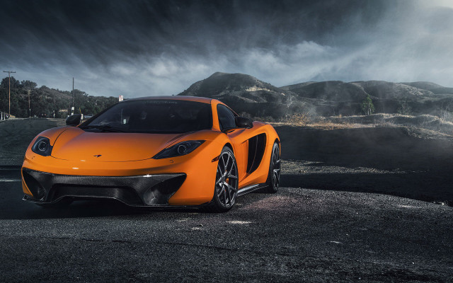 Orange sports car mountain night #2 free wallpaper for desktop - medium preview image