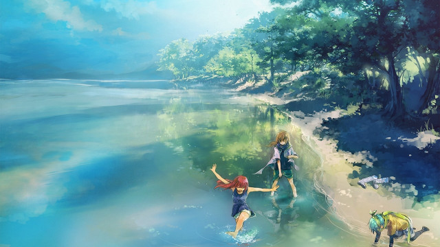 River forest dogs magic realism free wallpaper for desktop - medium preview image