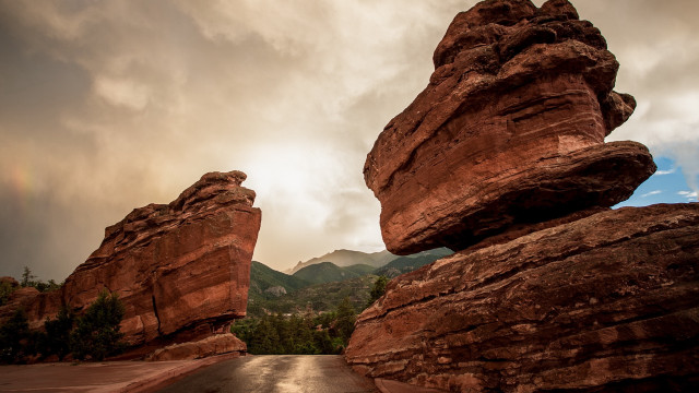 Large rock formation rainbow road free wallpaper for desktop - medium preview image