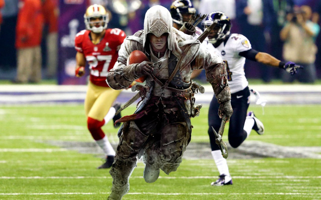 Football player running armor blurry #2 free wallpaper for desktop - medium preview image