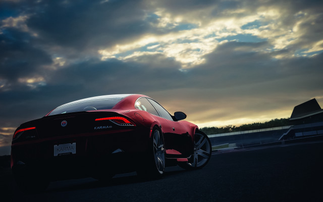 Red sports car cloudy sky #6 free wallpaper for desktop - medium preview image